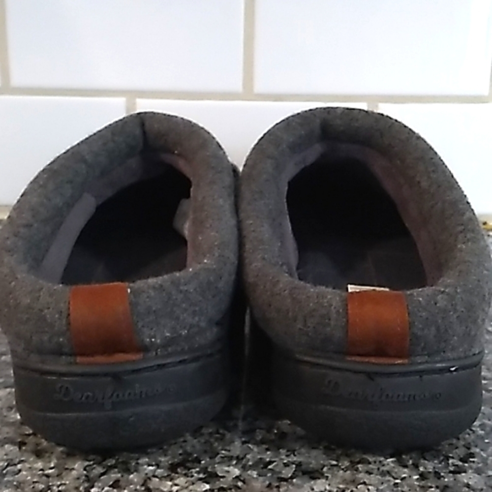 Dearfoams Men's Gray Hard Bottom Wool Blend Memory Foam Slippers. Size 8-9 - Picture 4 of 8
